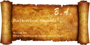 Balkovics Amadé névjegykártya